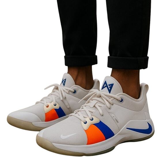 Nike PG2 'The Bait' Paul George Mens Sz 13 OKC White Blue Basketball Shoes S1537 - Picture 1 of 16